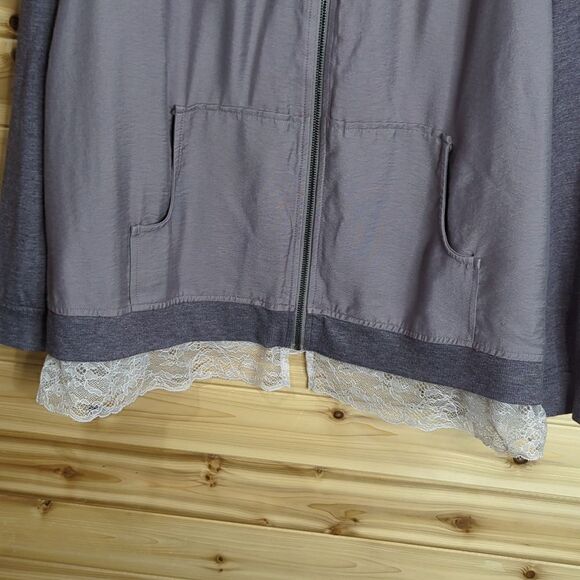 LOGO Lori Goldstein Womens Jackets 28W Purple Lightweight Jacket Lace Trim - Picture 3 of 10